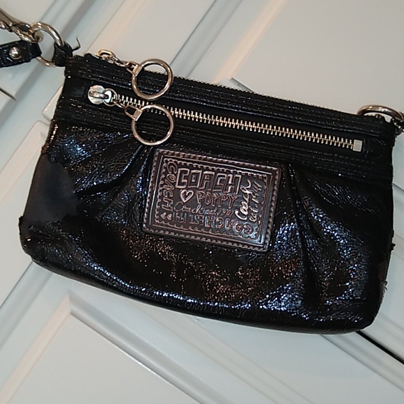 Coach Handbags - Coach Black Patent Leather Wristlet